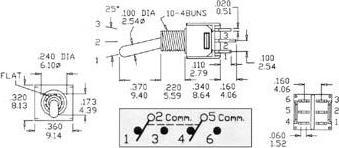 Image du produit Velleman Vertical Subminiature Toggle Switch Dpdt On-Off-On