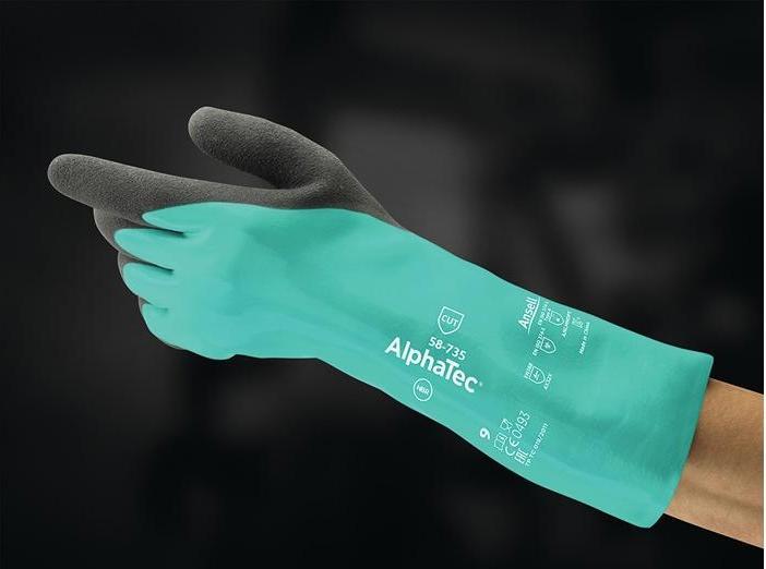 Produktbild Ansell Chemikalienhandschuhe AlphaTec 58-735 Grösse 10 grün EN 388, EN 374 PSA-Kategorie III (10)