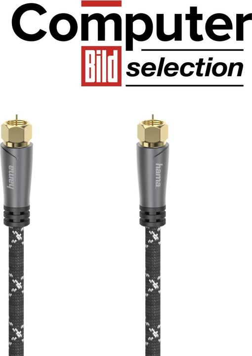 Actual product image Hama SAT connection cable, F plug - F plug, metal, gold-plated, 1.5 m, 120 dB (120 dB, Antenna cable)