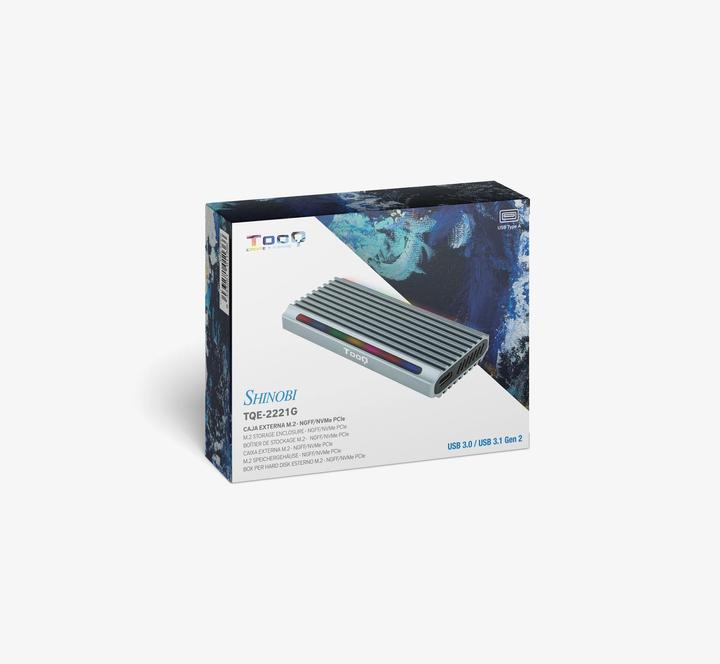 Image du produit Tooq Technology CAJA EXTERNA TQE-2221G NGFF/NVMe "SHINOBI" USB-A RGB GRIS (M.2 2280)