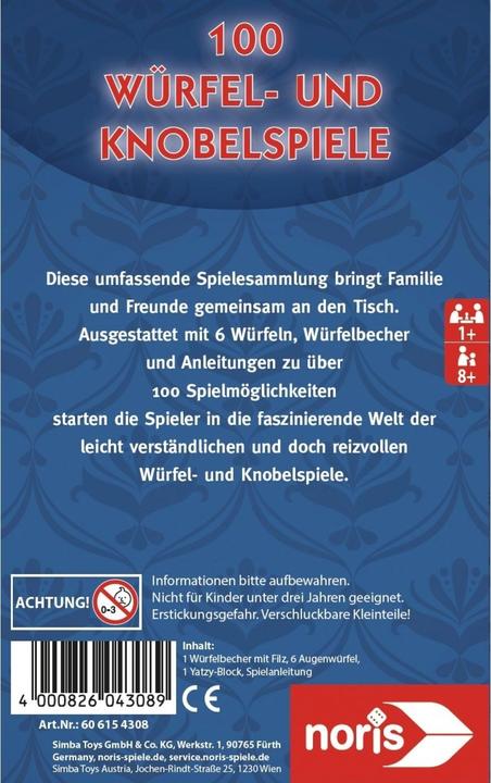 Produktbild Noris 100 Würfel- und Knobelspiele (Deutsch)