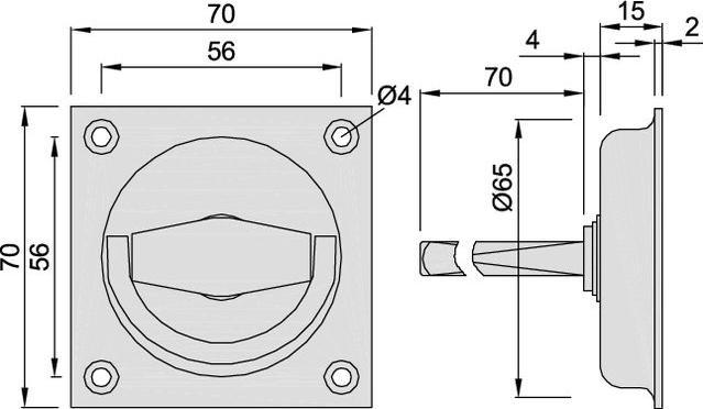Actual product image Square folding ring handle