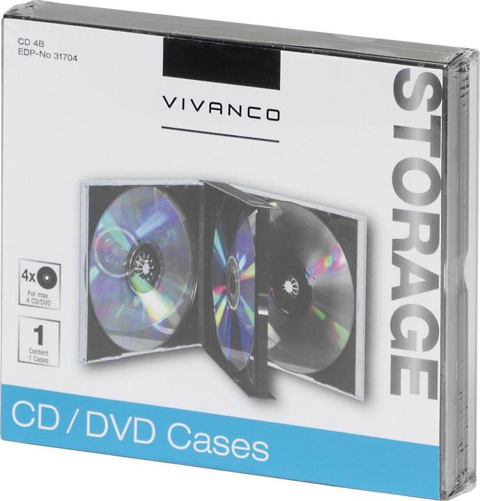 Vivanco CD Jewel Case f??r vier CD's, schwarz