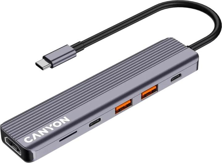 Image du produit Canyon USB 6-in1 HUB USB-C > HDMI/2xUSB-A/SD/1xUSB-C 100W retail (USB-C, 6 Ports)