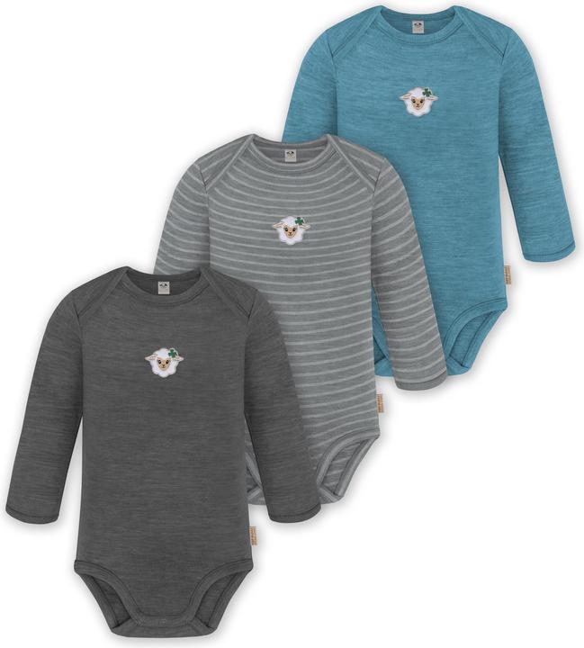 Normani 3er Pack Baby Merino Body Langarm „Auckland" - 9375