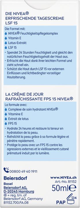 Produktbild NIVEA Erfrischende Tagescreme LSF 15 (50 ml, Tagescreme, SPF 15)