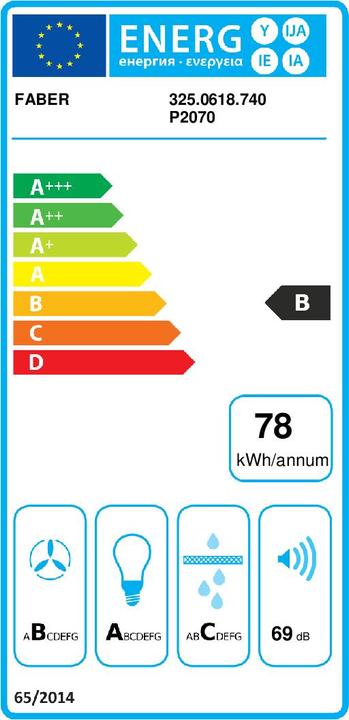 Label énergétique Faber Stilo Comfort WH Matt A90 (Hotte murale)