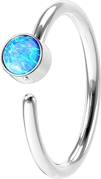 Image du produit Star Piercing Micro piercing anneau argent avec opale bleu (Acier chirurgical 316L, sans laiton)