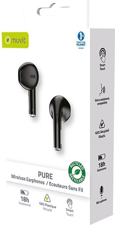 Immagine prodotto Muvit Auricolari Bluetooth In Pura Plastica Riciclata Noir (18 h, Senza fili)