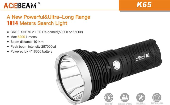 Produktbild AceBeam K65 6200 Lumen LED Taschenlampe
