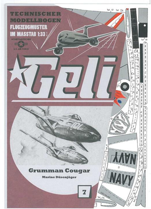 Actual product image Geli Grumman F9f Cougar Cardboard Model
