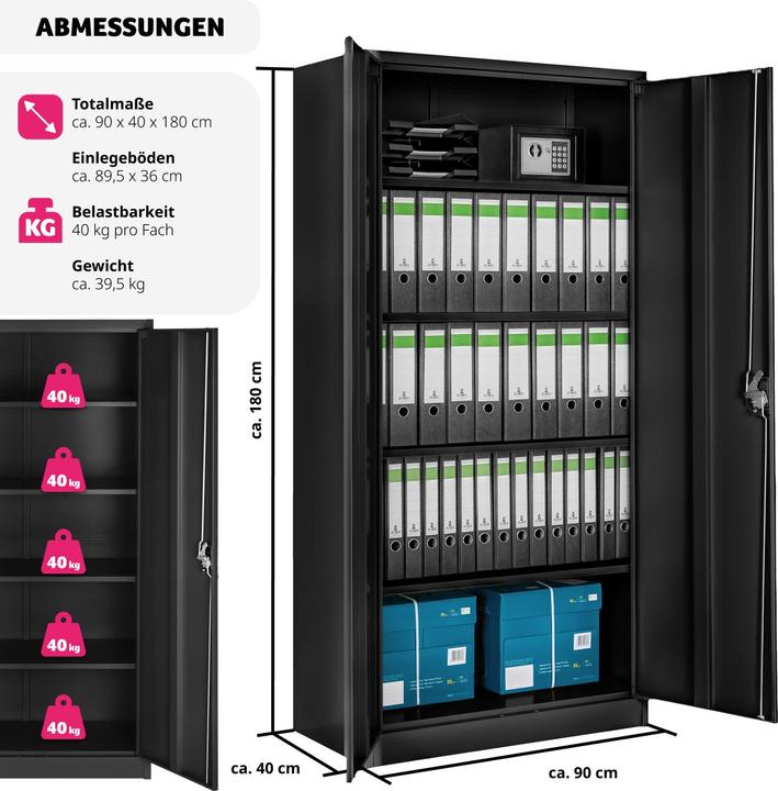 Image du produit tectake Armoire de classement (90 x 40 x 180 cm)