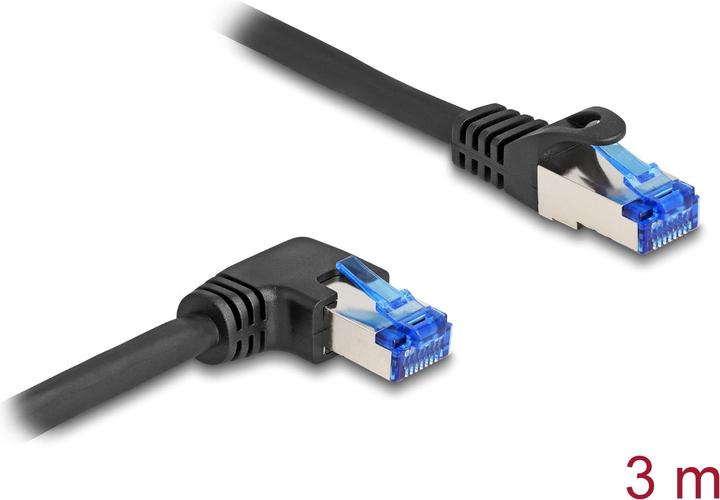Image du produit Delock Câble réseau RJ45 Cat.6A S/FTP droit / coudé à droite 3 m noir (S/FTP, CAT6a, 3 m)