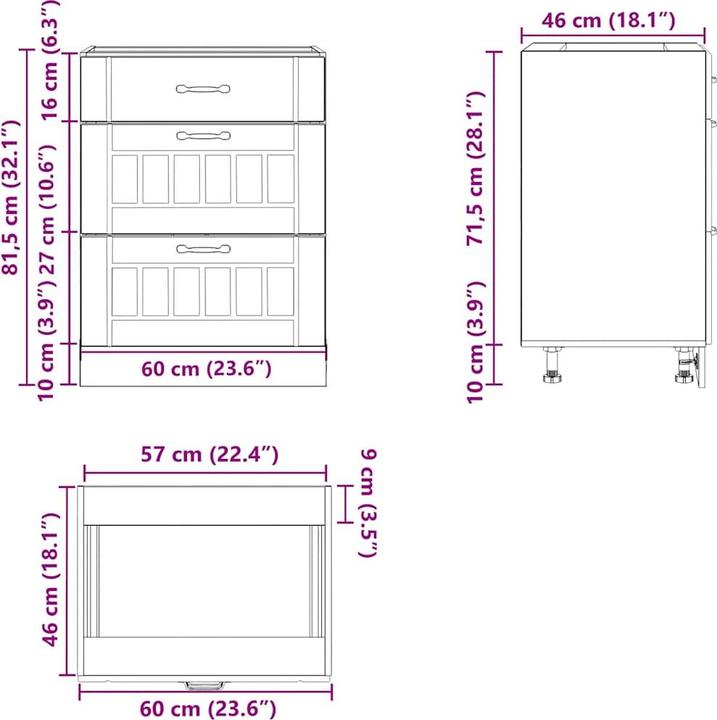 Produktbild VidaXL Küchen-Unterschrank Lucca Sonoma-Eiche Holzwerkstoff Spülenunterschrank (60 x 46 x 81.5 cm)