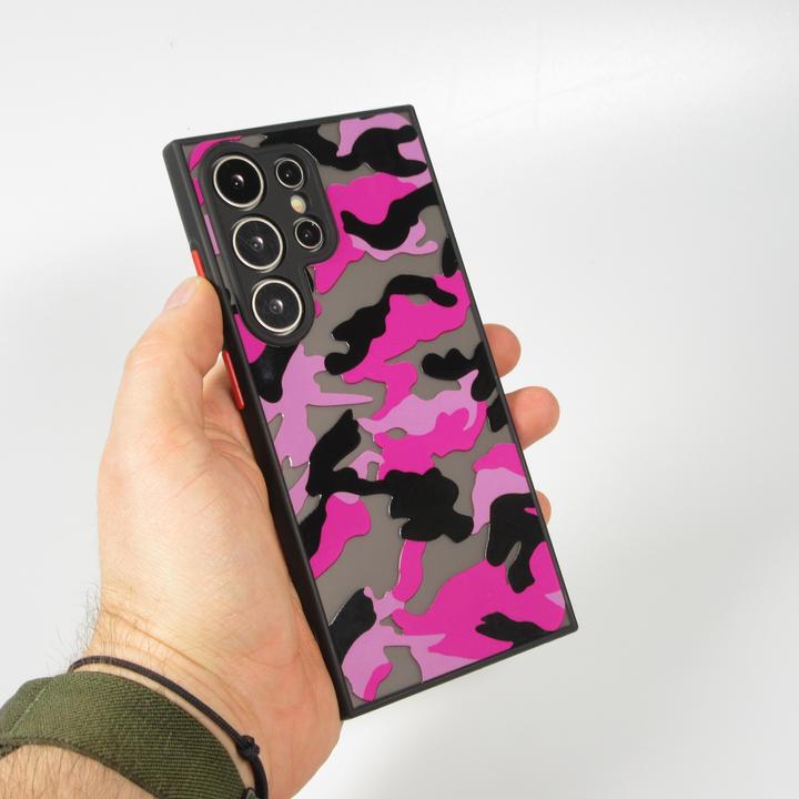 Produktbild PhoneLook Hülle Semi Transparent blurry Design Camouglage Violett (Samsung Galaxy S24 Ultra)