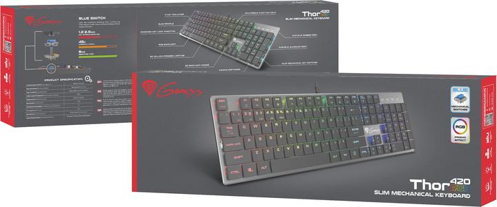 Actual product image Genesis Thor 420 RGB Keyboard USB AZERTY US English (US, Cable)