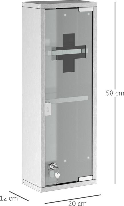 Actual product image Kleankin Medicine cabinet with lock (20 x 12 x 58 cm)