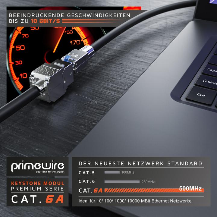 Actual product image Primewire Keystone module CAT.6a for LAN cable plug field-terminable, RJ-45 socket to network cable (Keystone module)