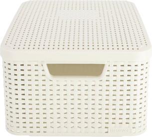 Actual product image Curver Basket with lid Rattan Style M cream (40 x 29 x 19 cm, 18 l)