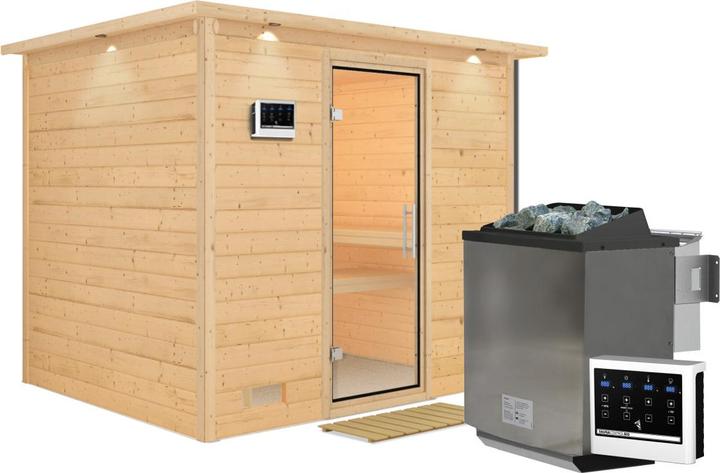 Actual product image Karibu Home sauna Sonara front entry (9 KW Bio external control)