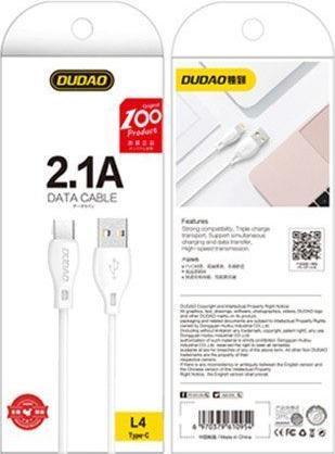 Actual product image Dudao cable USB Type C 2.1A 2m white (L4T 2m white) (2 m, USB 2.0)
