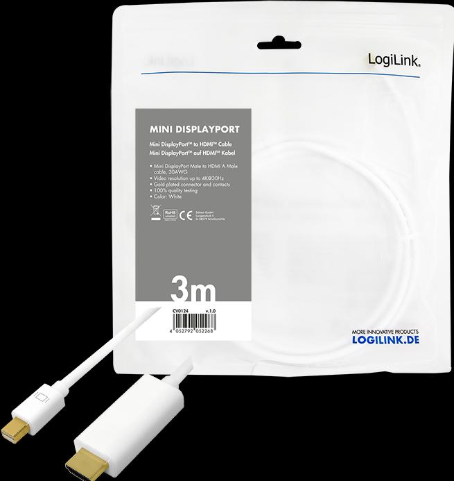 Immagine prodotto LogiLink Mini DisplayPort — HDMI (Typ A) (3 m, DisplayPort)
