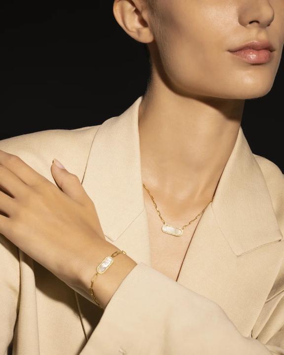 Produktbild Charles Garnier Armband aus vergoldetem Silber, Perlmutt, Zirkonoxid (20 cm, Silber, Vergoldet)