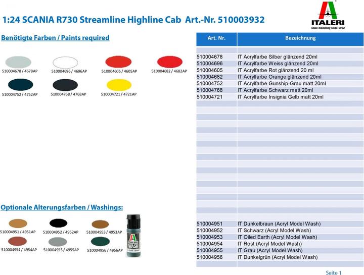 Image du produit Italeri Scania R730 Streamliner Highl. Cab.