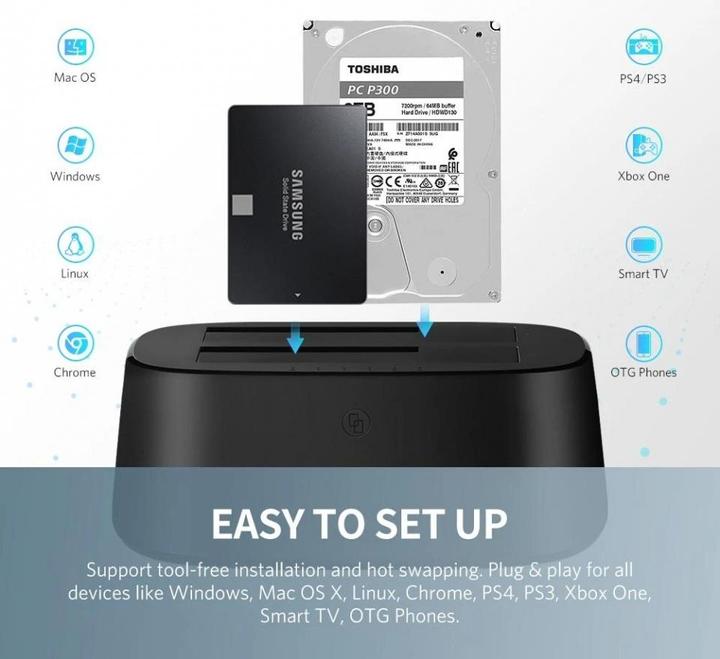 Image du produit Ugreen Station d'accueil SATA Hard Drive pour disque dur SSD 2,5" et 3,5