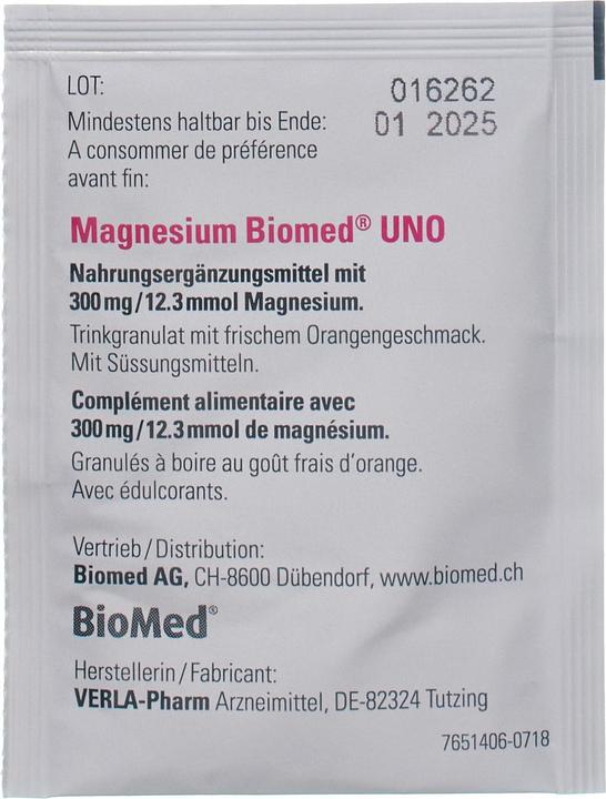 Valori nutrizionali e ingredienti Biomed Magnesium Uno (20 Pezzo/i, Busta, 80 g)
