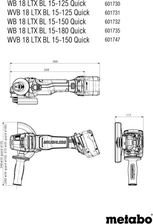 Actual product image Metabo WB 18 LTX BL 15-125 Quick (125 mm)