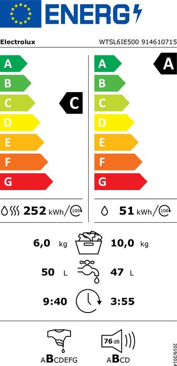 Energie-Label Electrolux WTSL6IE500