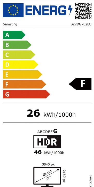 Energy Label Samsung Odyssey G7 (3840 x 2160 Pixels, 27")