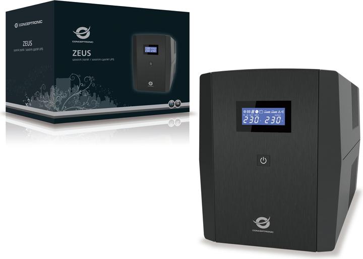 Produktbild Conceptronic ZEUS USV 2200VA 1320W 3xIEC+2xSchuko HID,USB (2200 VA, 1320 W, Line-Interaktiv USV)