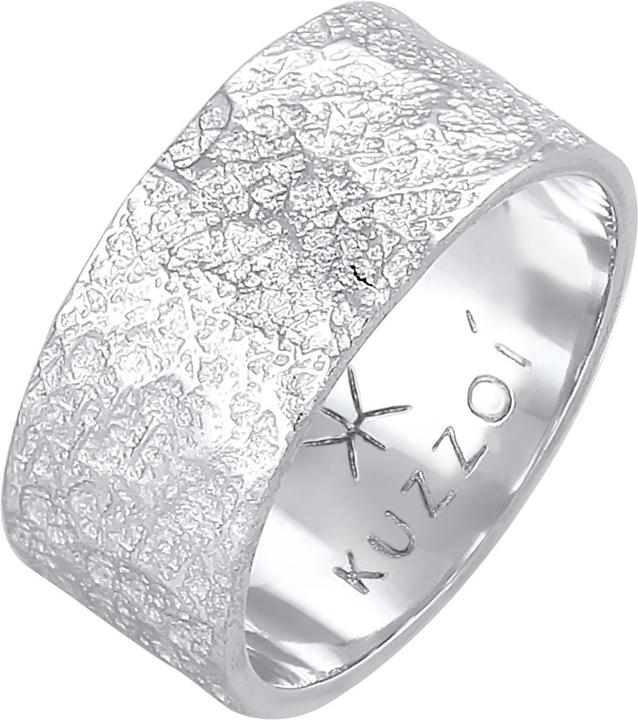 Kuzzoi Ring Herren Bandring Organic Struktur 925 Silber