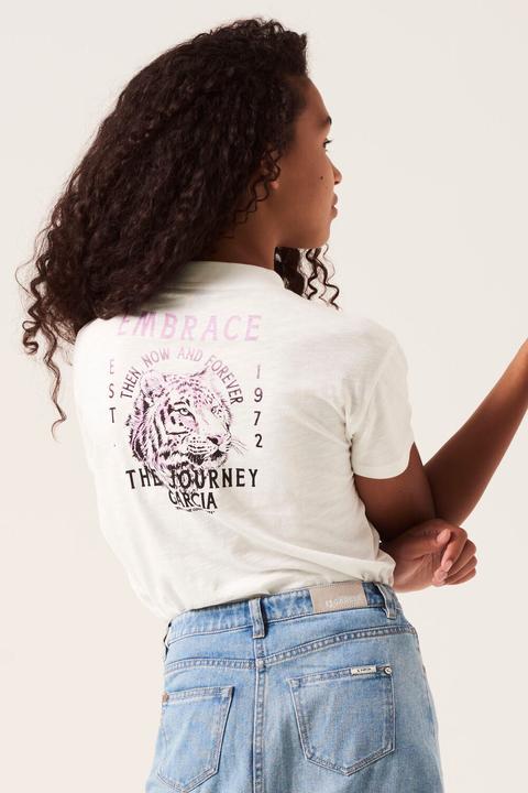 Actual product image Garcia White T Shirt with print on the back (140)