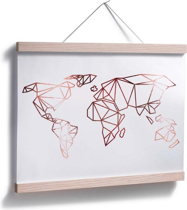 Produktbild Trenddeko Origami Weltkarte - Roségold-Optik (80 x 60 cm)
