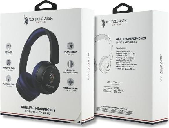 Produktbild U.S. Polo US Polo Bluetooth On-Ear Headphones USHPV6PCOV Navy DH Color Logo (30 h, Kabellos)