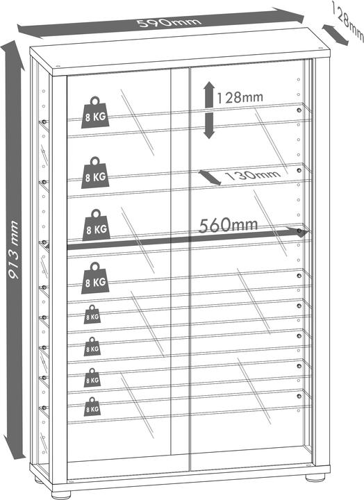 Actual product image VCM Collection Wall Display Case Wood Glass Vitrosa Mini Mirror (59 x 18 x 91 cm)