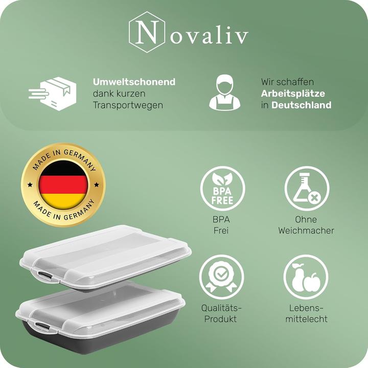 Produktbild Novaliv 10er-Set Anthrazit Premium Aufschnittbox mit Transparentem Deckel, Frischhaltedosen für Wurs