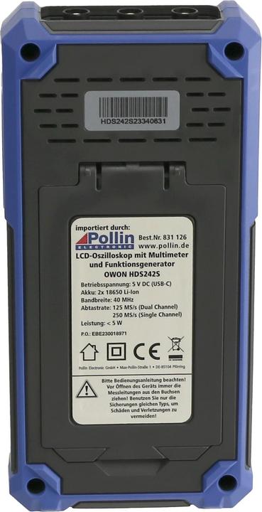 Produktbild Owon LCD-Oszilloskop mit Multimeter und Funktionsgenerator, HDS242S, 2-Kanal, 40 MHz