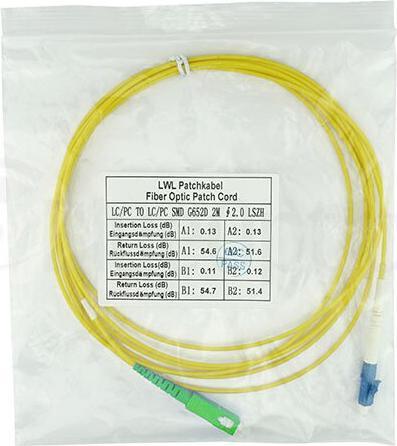 Produktbild BlueOptics Simplex LWL Patchkabel LC/APC-SC/UPC Singlemode 10 Meter (CAT6, 10 m)
