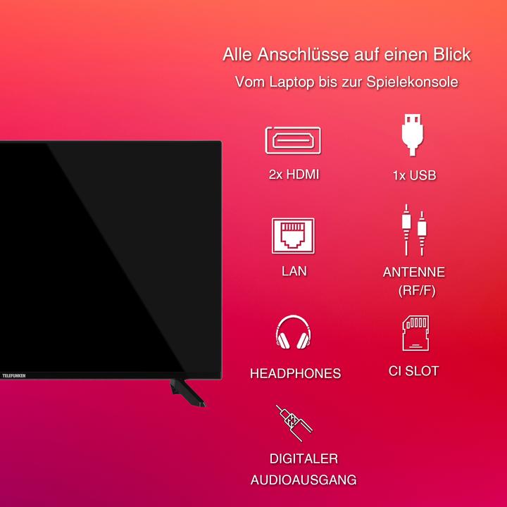 Produktbild Telefunken D32F751X7CW 32 Zoll Fernseher Smart TV (Full HD, HDR, Triple-Tuner, 6 Monate HD+ inkl.) (32", LED, Full HD, 2024)