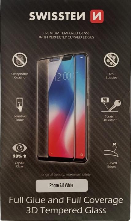 Produktbild Swissten Ultra Durable 3D Full Glue Glass (1 Stück, Apple iPhone 8, Apple iPhone 7)