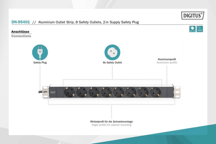 Productafbeelding Digitus Stopcontact (8 x, CEE 7/3, 2 m)