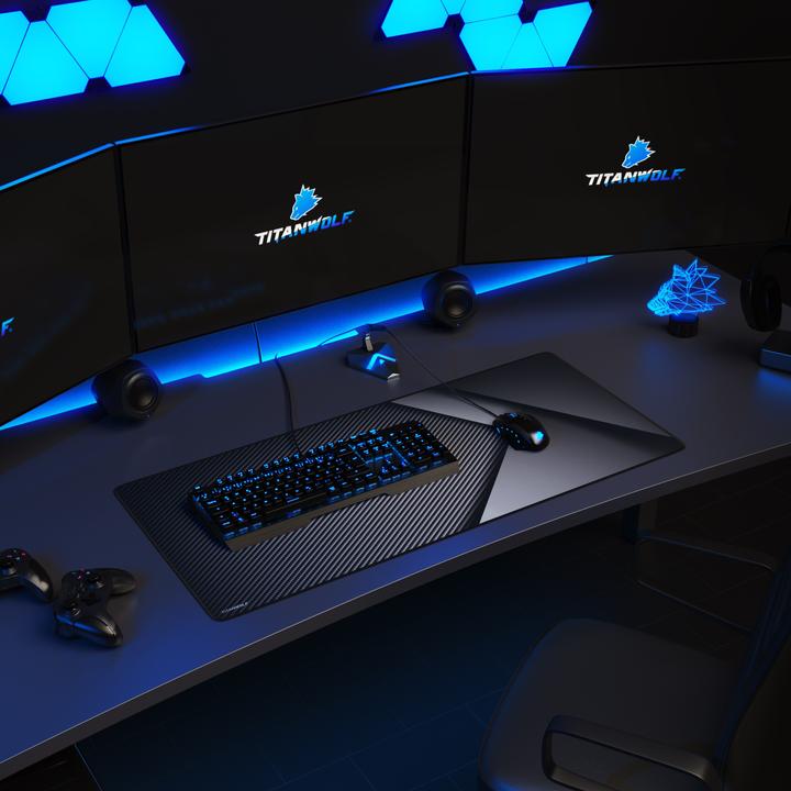 Produktbild Titanwolf Gaming Mauspad, 900 x 400mm XXL Mausmatte, verbessert Präzision & Geschwindigkeit, Carbon (XXL)