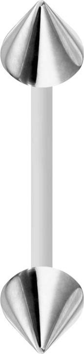 Star Piercing Micro Banane weiss mit zwei Cones silber (ohne Messing, Chirurgenstahl 316L, Bioflex)