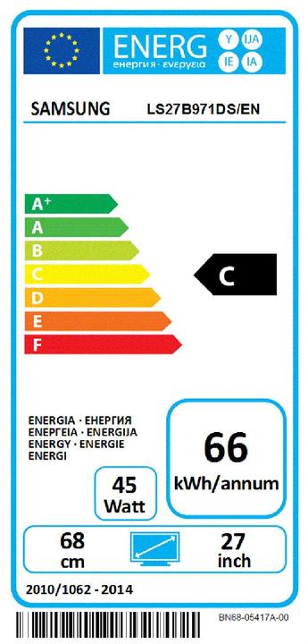 Etichetta energetica Samsung SyncMaster S27B971D (2560 x 1440 pixel, 27")