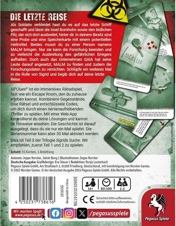 Actual product image Pegasus 50 Clues - The final journey (Sigrid's quest, part 3 of 3) (German)
