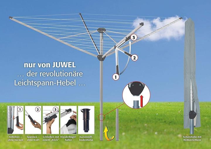 Actual product image Juwel Clothes horse / rotary dryer Novastar 500 Compact easy to open thanks to light tensioning lever